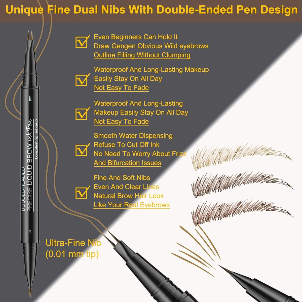 Microblading Eyebrow Pencil – 2-in-1 Dual-Ended Waterproof Brow Pen