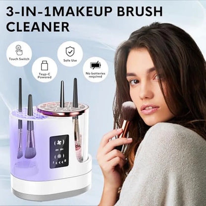 3-in-1 Electric Makeup Brush Cleaner & Dryer – Fast, Automatic Cleaning